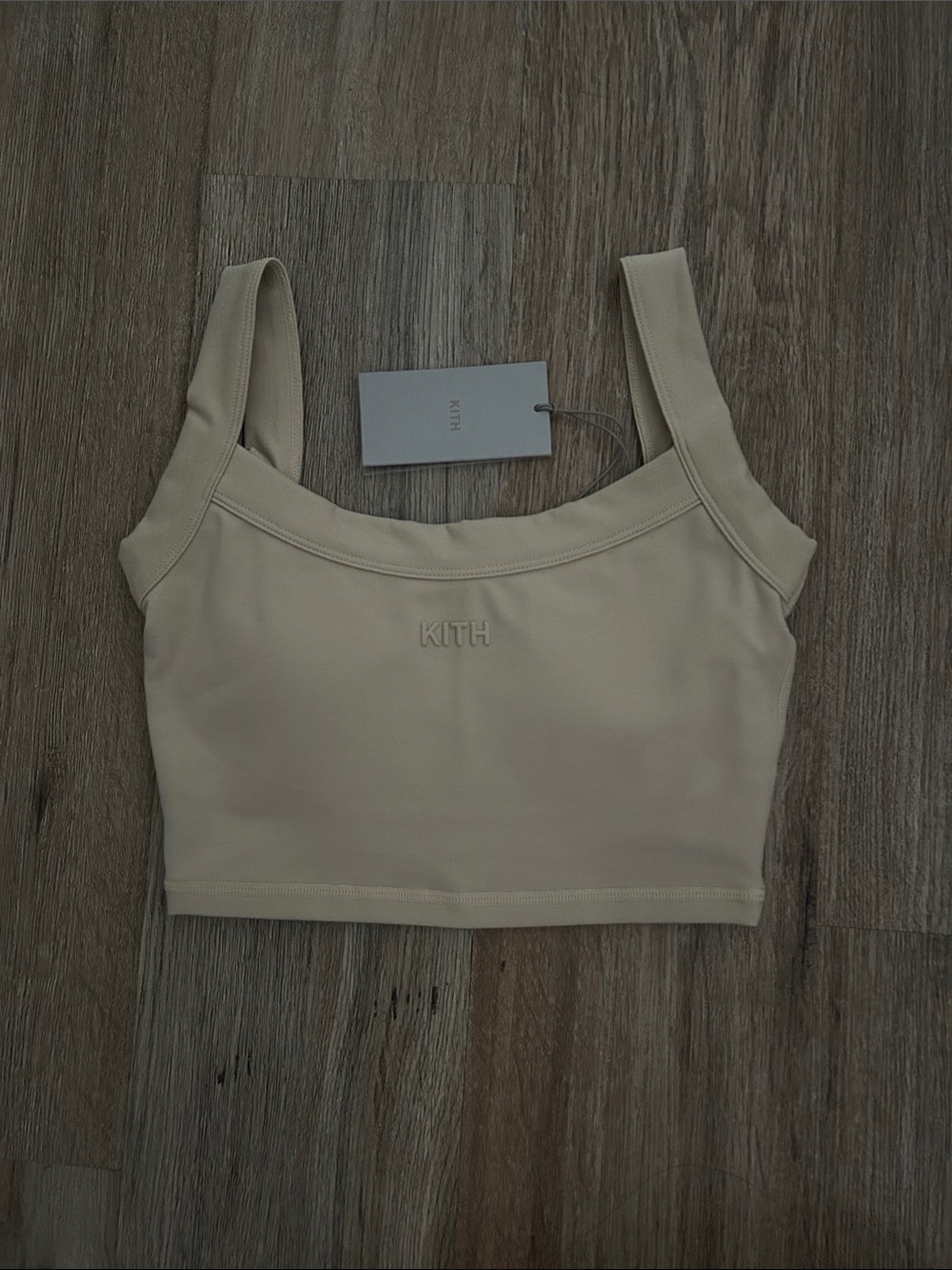 Kith Beige Cropped Tank with Embroidered Logo NWT